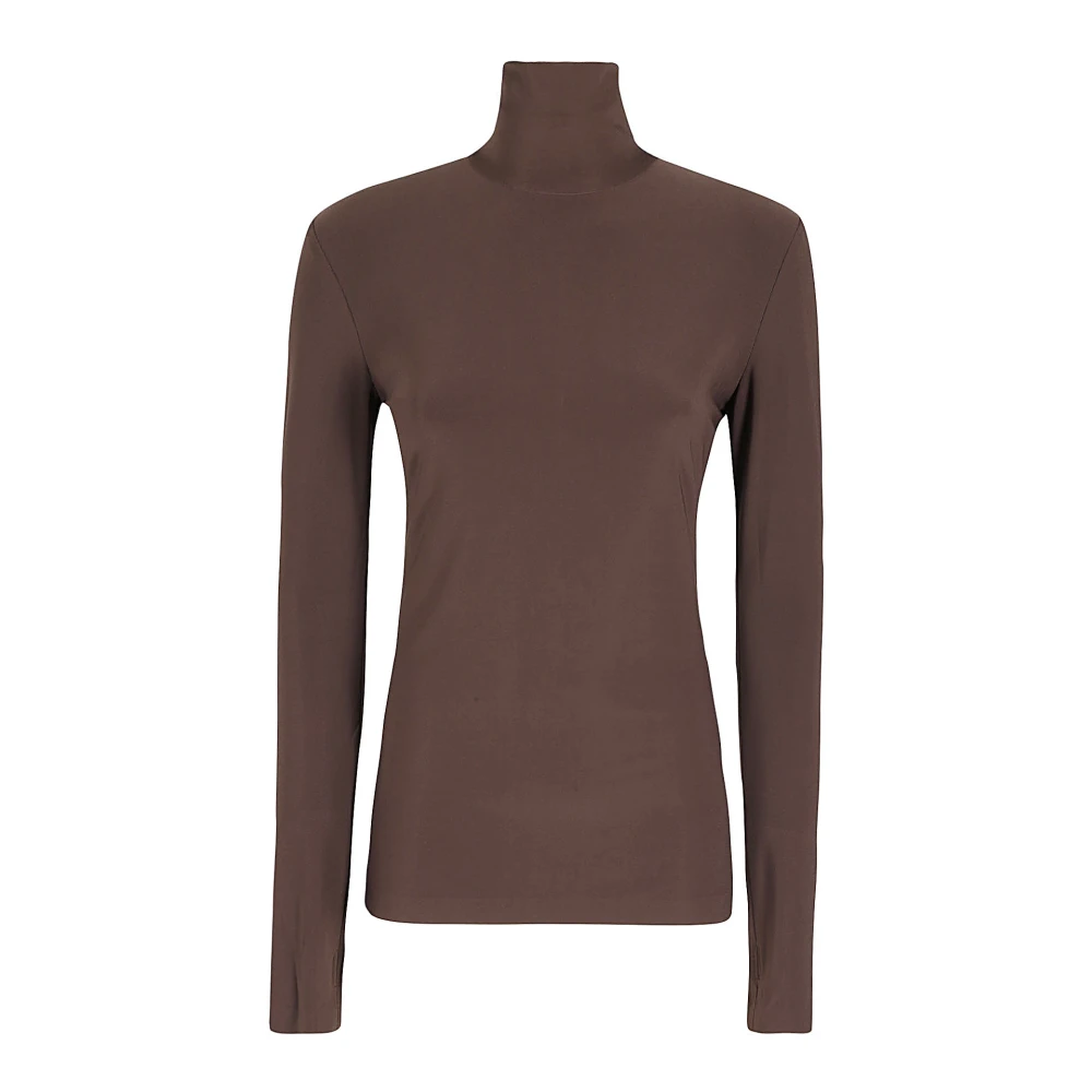 Norma Kamali Slim Fit Lange Mouw Schildpad Brown Dames