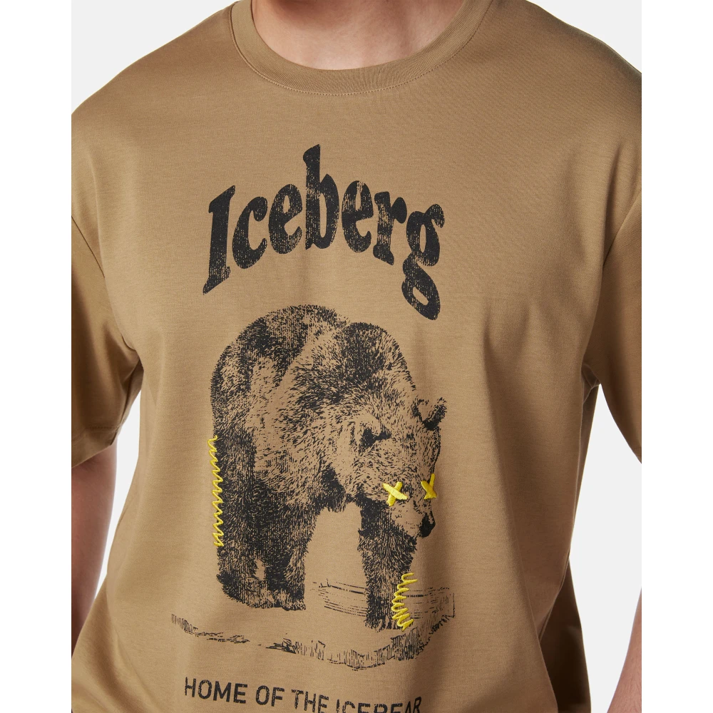 Iceberg Modderkleurig regular-fit T-shirt van GOTS-gecertificeerde interlock stof Beige Heren