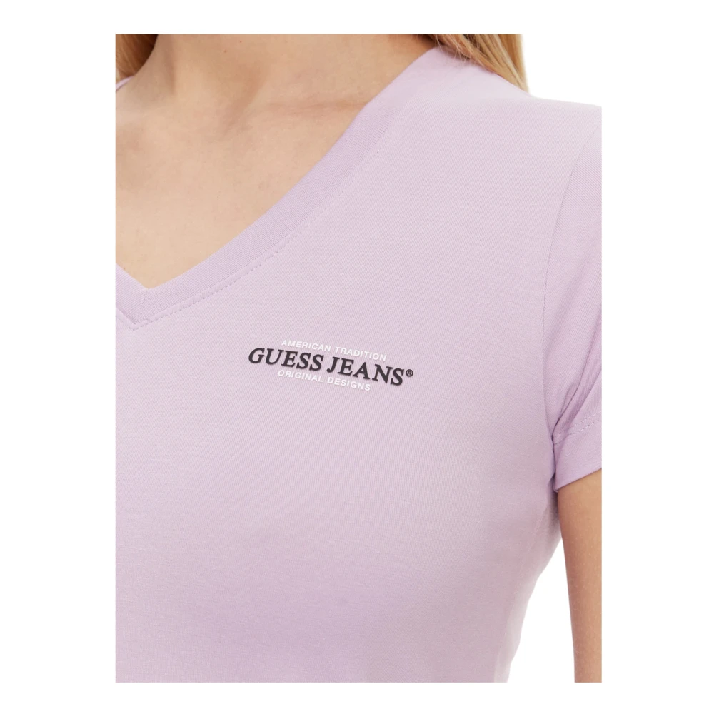 Guess Biologisch Katoen Korte Mouw T-shirt Purple Dames
