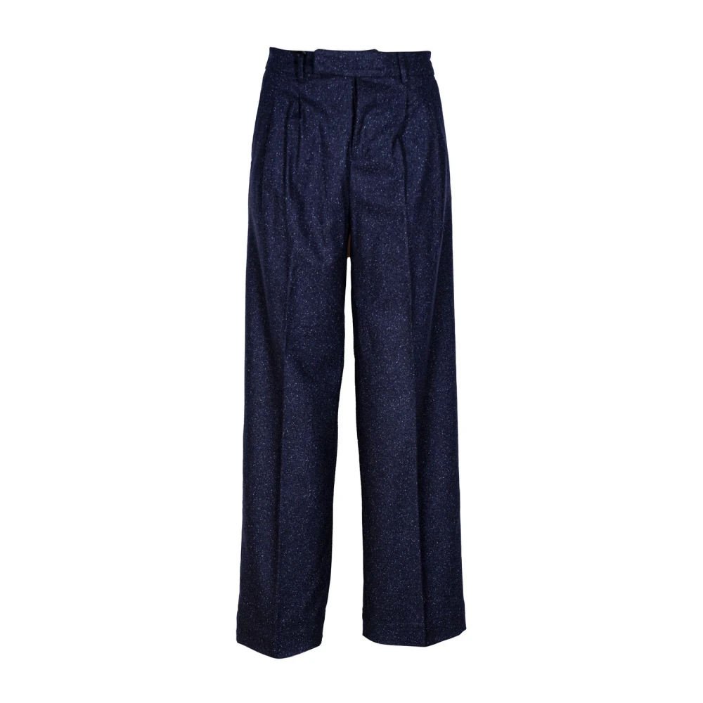 Briglia Wijde wollen broek hoge taille Blue Dames