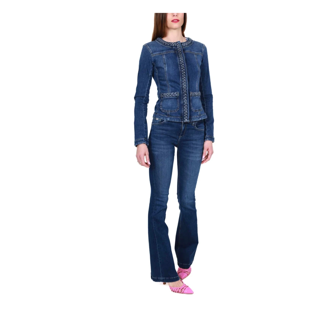 Liu Jo Blauwe spijkerjasje met vlechtdetail Blue Dames