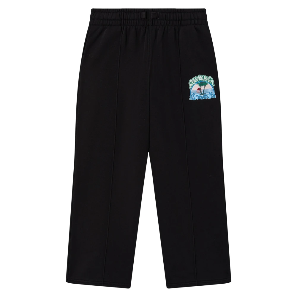Casablanca , Sweatpants, Male, Black, 11 Y, Loopback Palm Tree Print Joggers