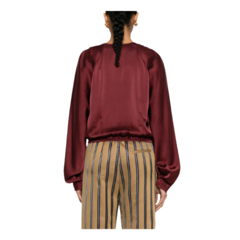 Forte Bordeaux Zijden Wrap Blouse Brown Dames