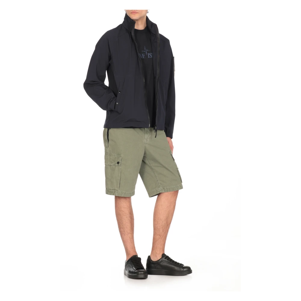 Stone Island Blauwe Hoodie met Ritssluiting Blue Heren