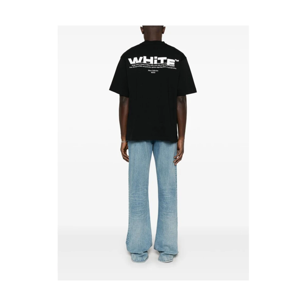 Off White Zwarte Crew Neck T-shirt Korte Mouwen Black Heren