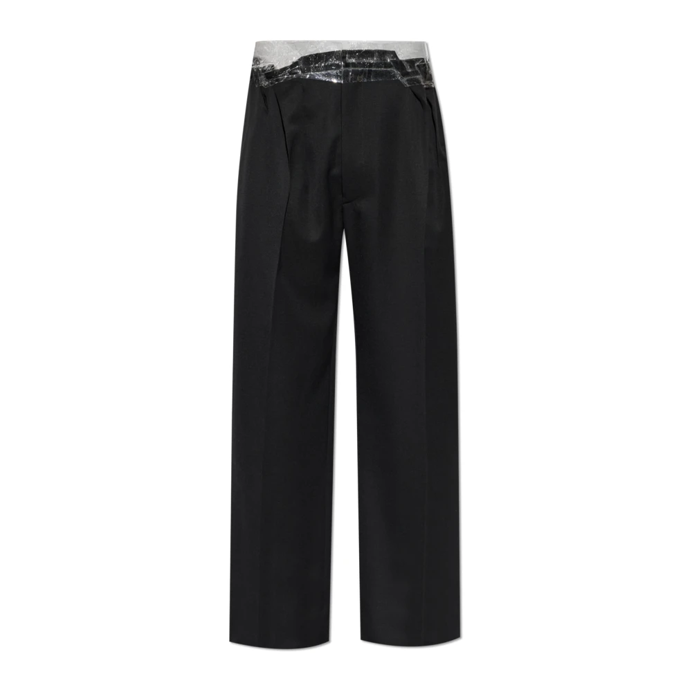 Maison Margiela Men's Black Taped Wool Trousers - Wide Trousers - M - Trousers