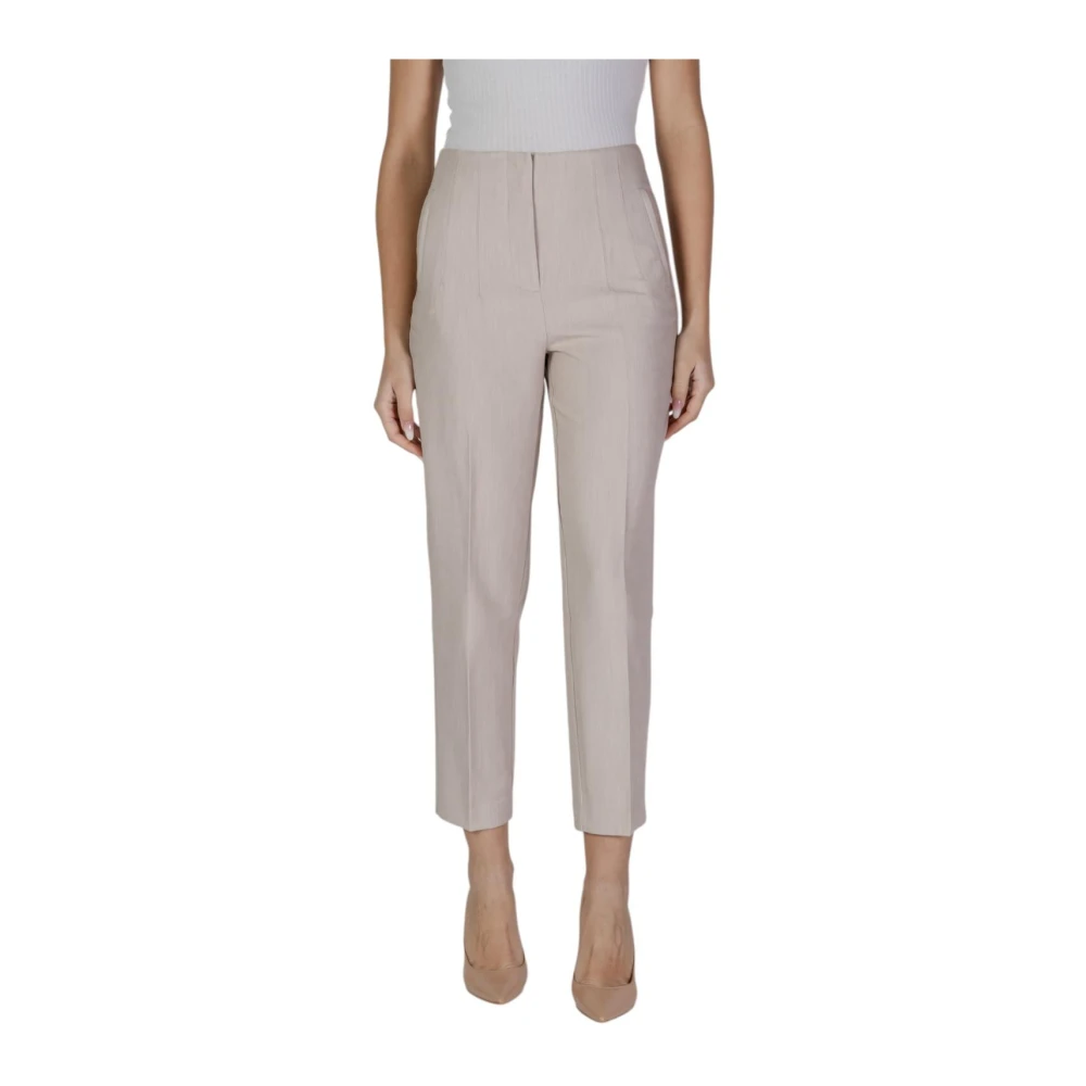 Only Women's Beige Cropped Trousers, S L32, Wide Leg Tailored Trousers