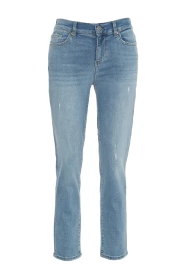 Blå Distressed Slim Fit Stretch Jeans