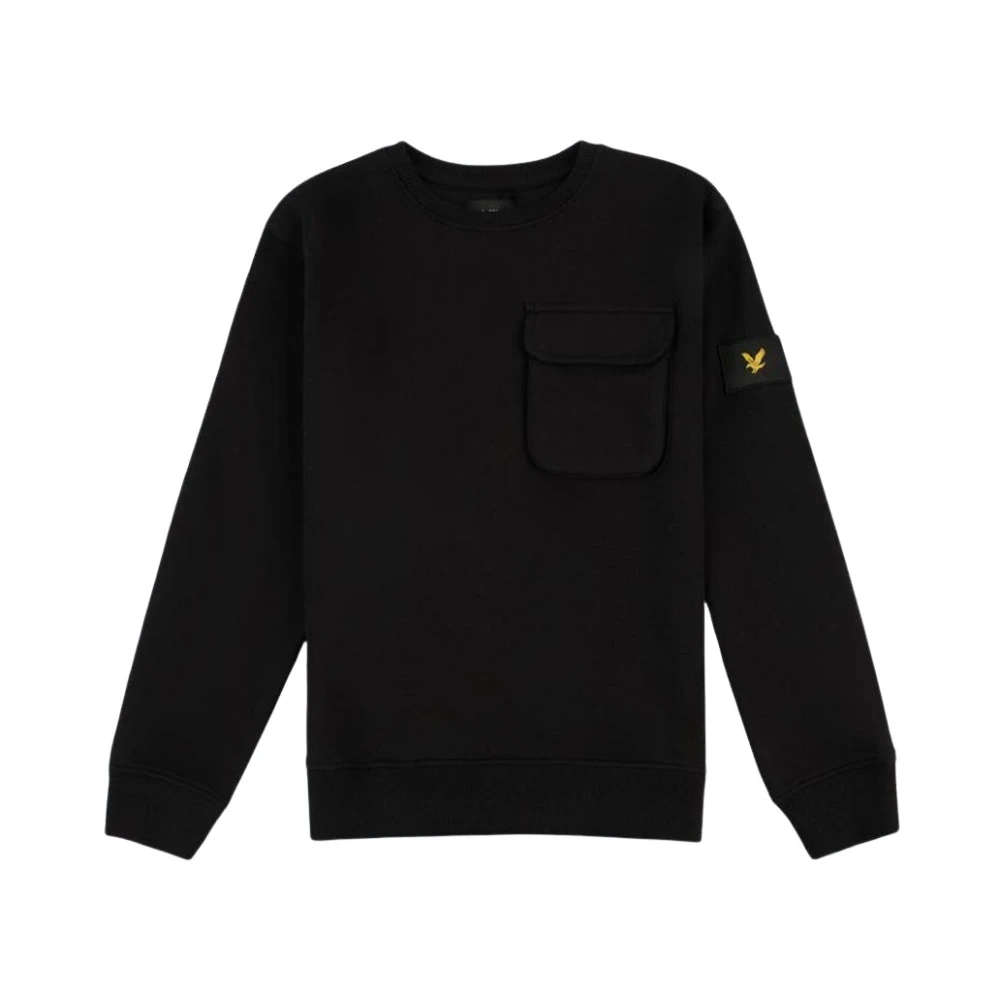 Lyle & Scott Enfärgad crewneck sweatshirt med örnlogo Black, Unisex