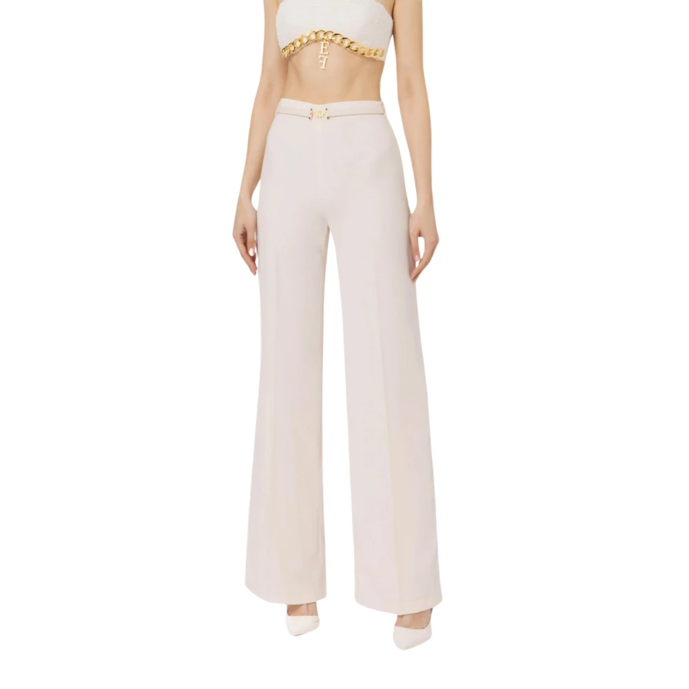 Elisabetta Franchi Yellow Palazzo Trousers - Female - Wide Trousers - Xl - Trousers