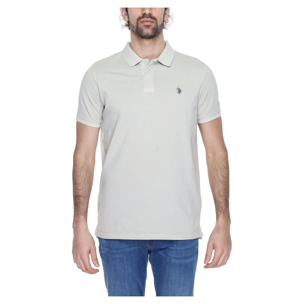 U.s. Polo Assn. Men's Beige Polo Button Fastening Short Sleeve