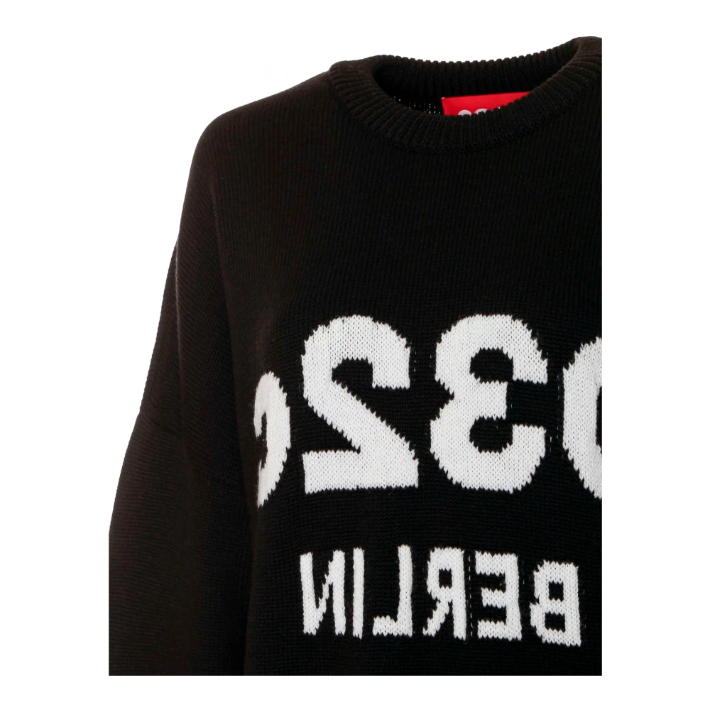 032c Logo Oversized Knit Sweater Black Heren