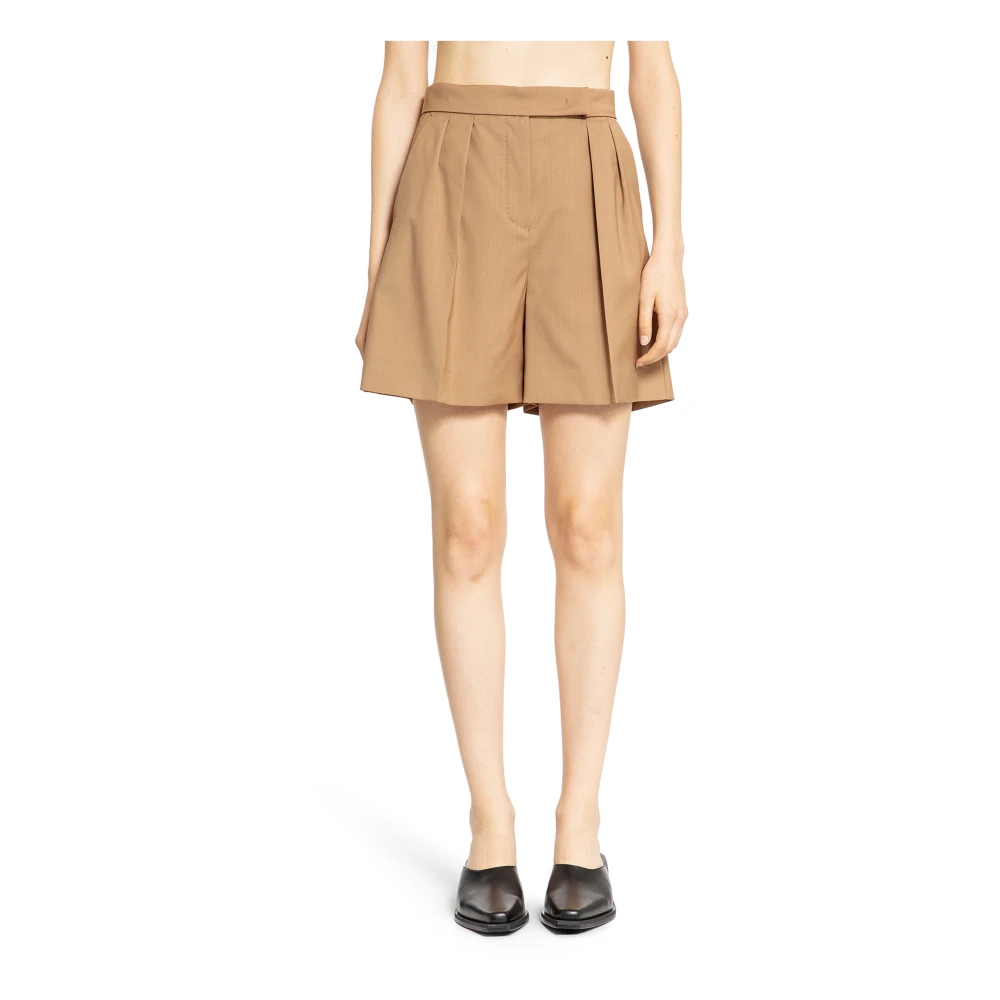 Max Mara Beige High-Waisted Leg Crease Byxor Beige, Dam