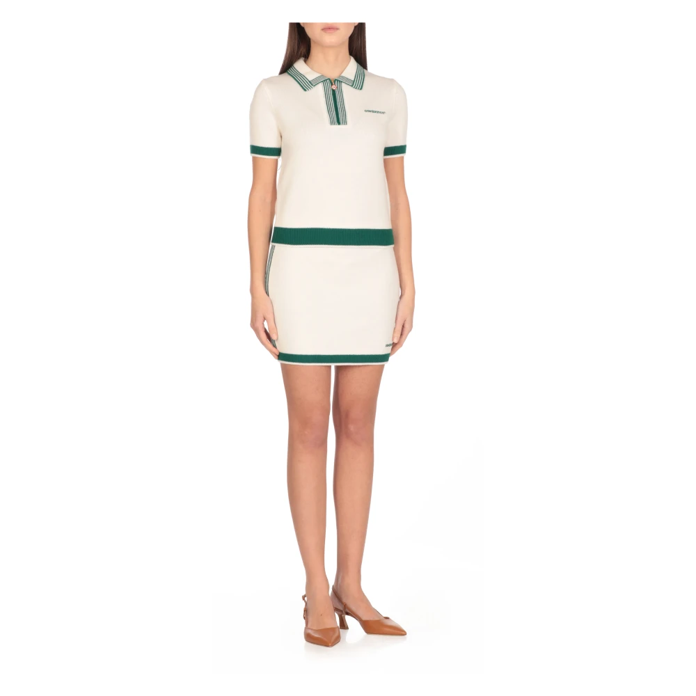 Casablanca Witte wollen poloshirt met rits White Dames