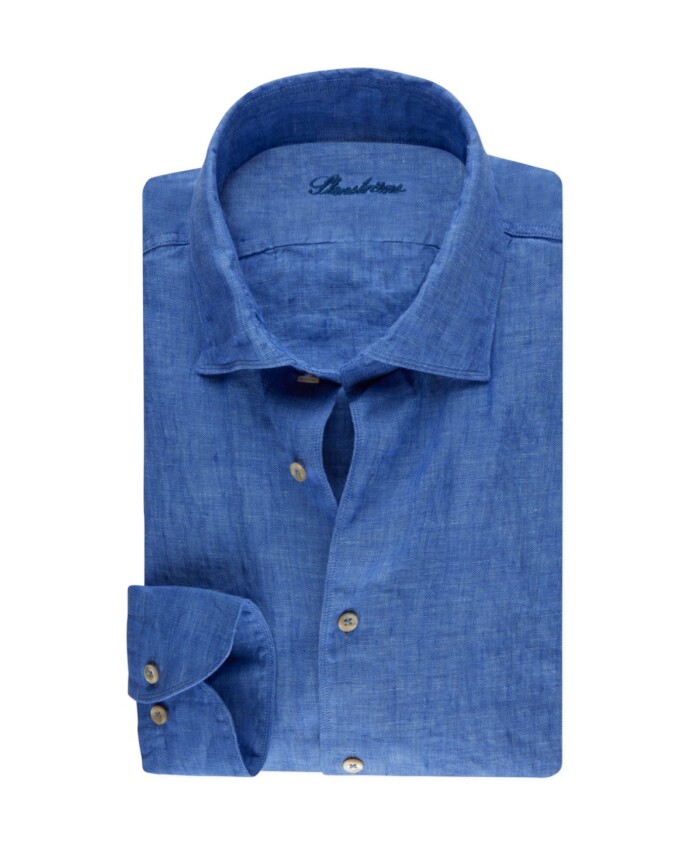 chemise-ajustee-en-lin-bleu