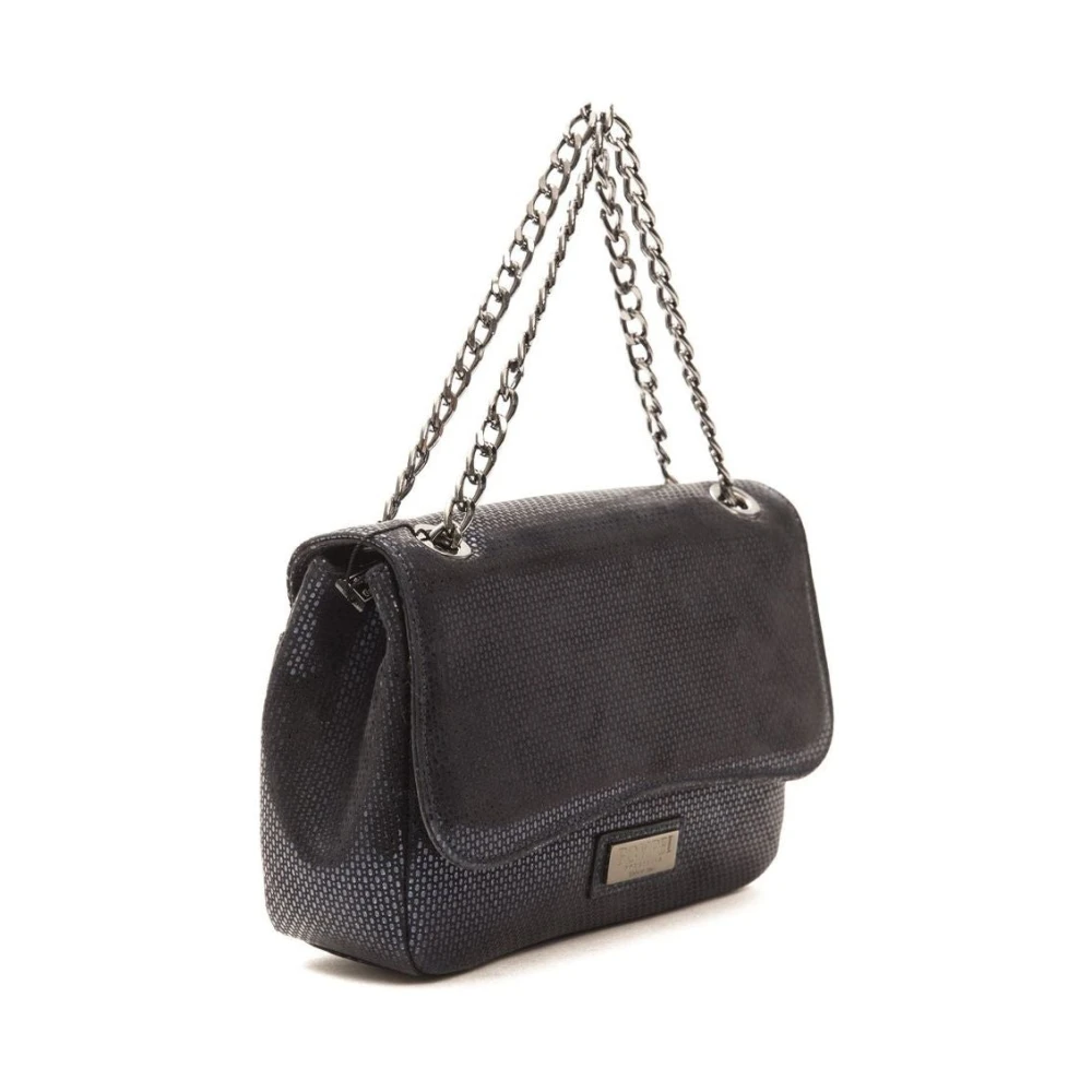 Pompei Donatella Leren Schoudertas met Logovoering Blue Dames