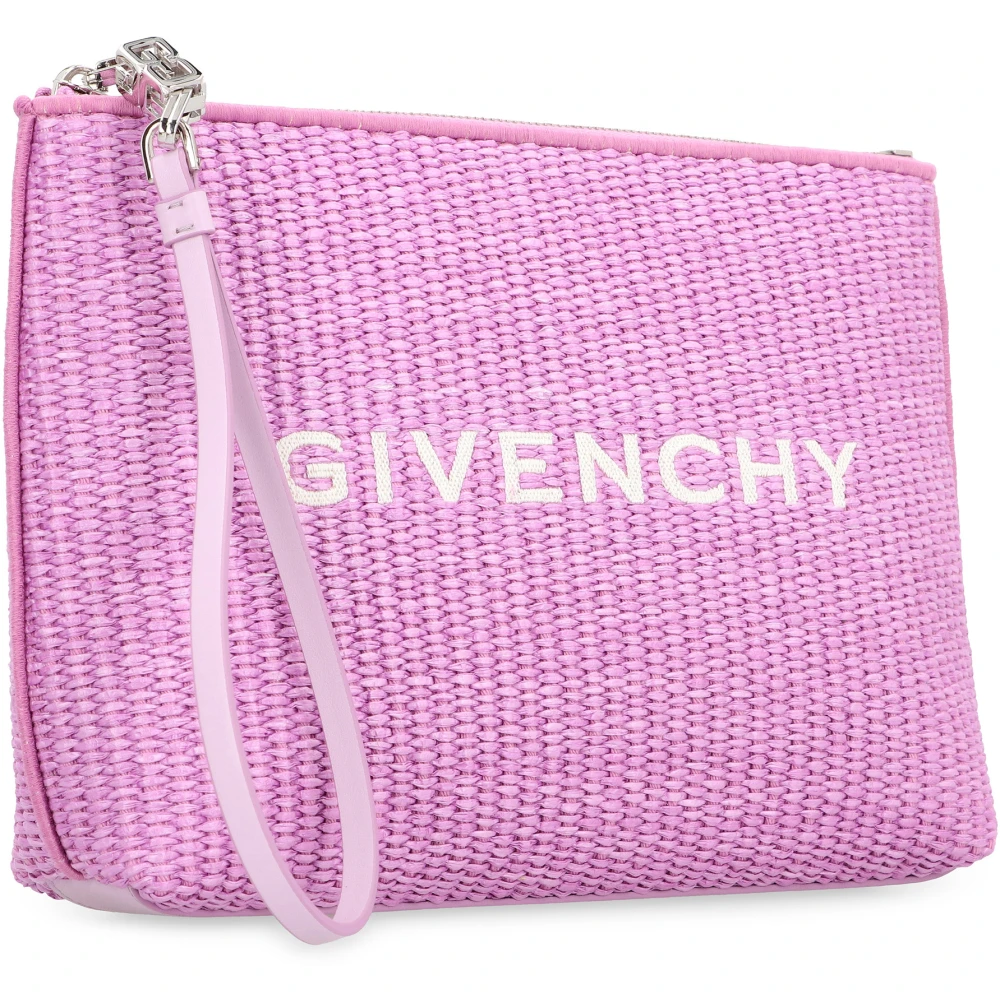 Givenchy Rieten Clutch met Leren Details Pink Dames