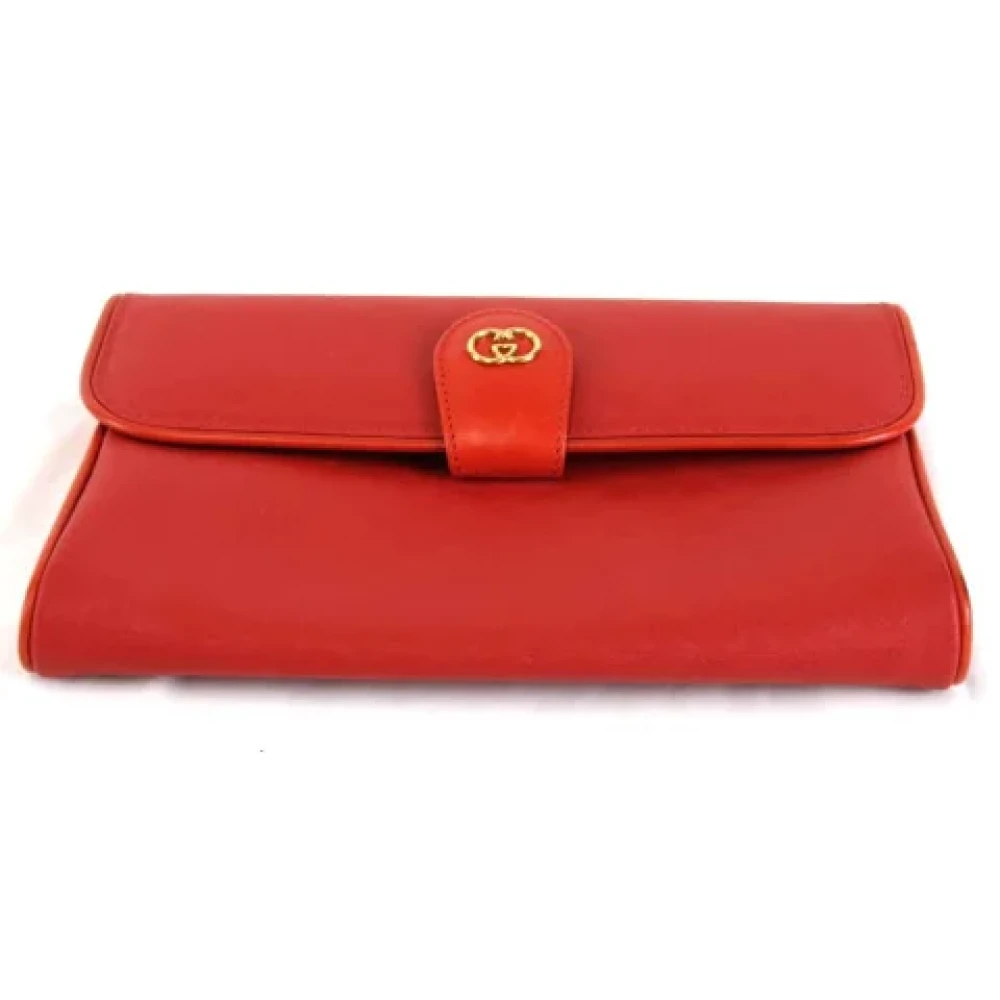 Gucci Vintage Pre-owned Leather clutches Red Dames