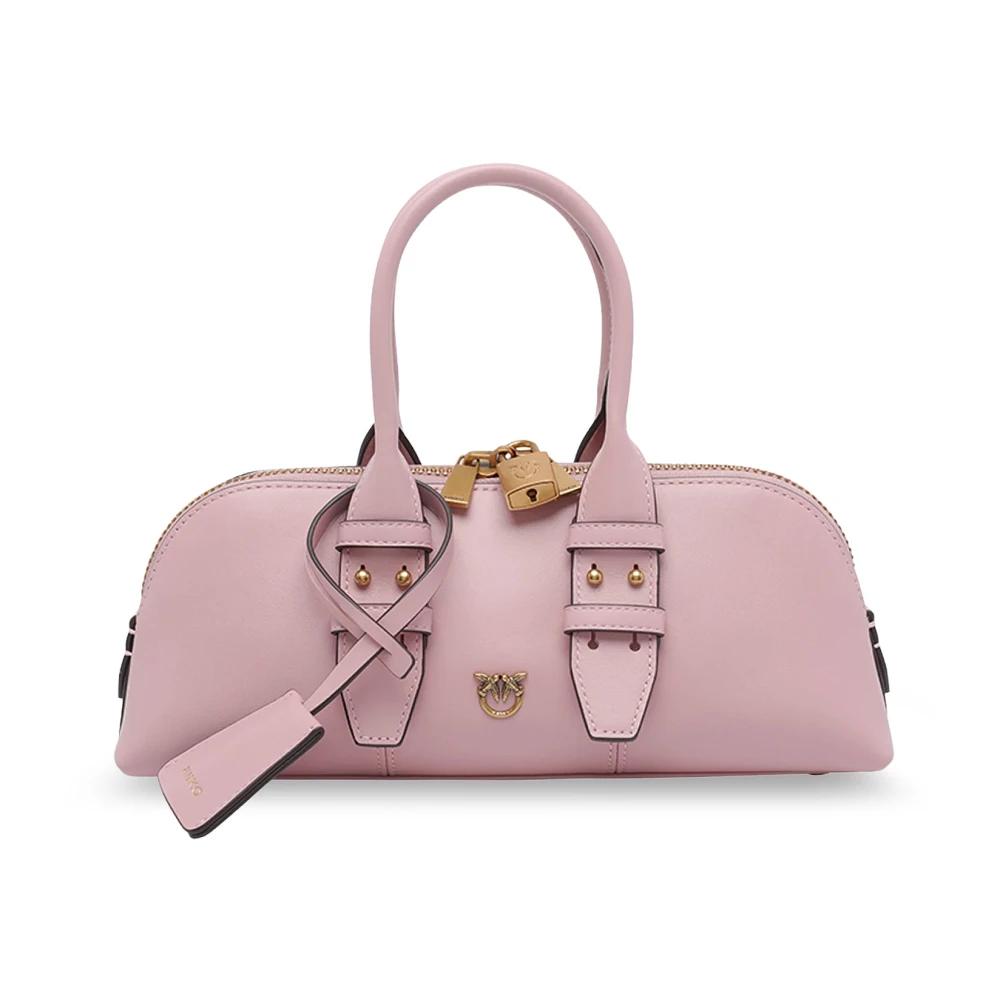 Pinko Women's Pink Love Birds Bowling Leather Handbag - O - Handbags - One Size - Bags