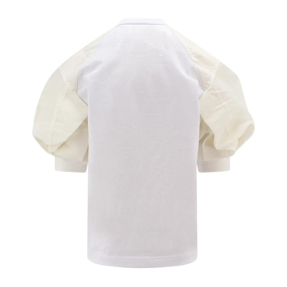 Sacai Witte Geribbelde T-shirt met Ritszak White Dames