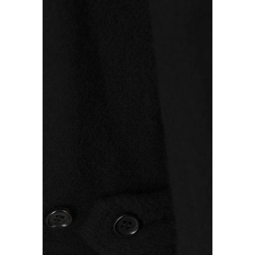 Comme des Garçons Zwarte Wollen Vilt Hoodie Jas Black Heren