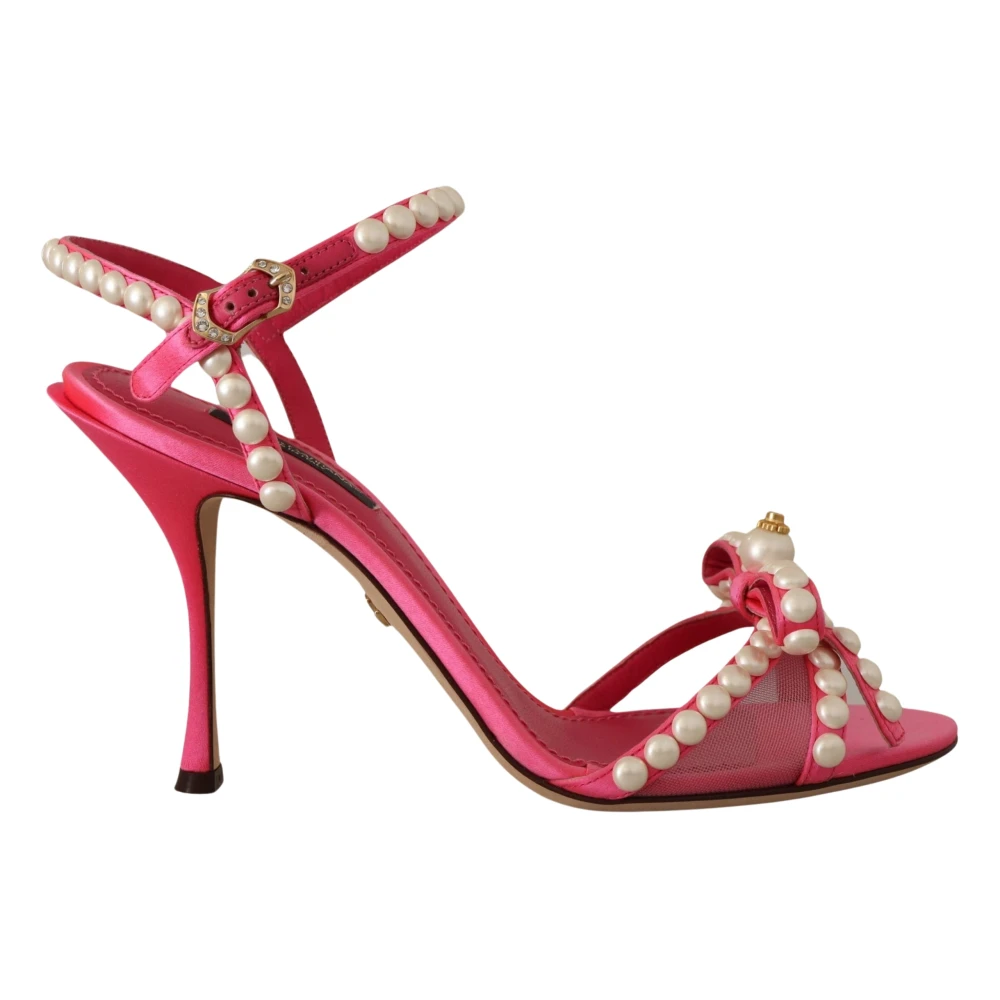 Dolce & Gabbana Women's Pink Elegant Pearl Embellished Heels Sandals Size 2 Uk