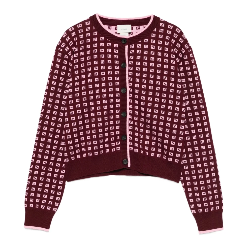 Fendi Unisex Kids Purple Kids Cardigans, 12 Y, Fff-Pattern Cardigan