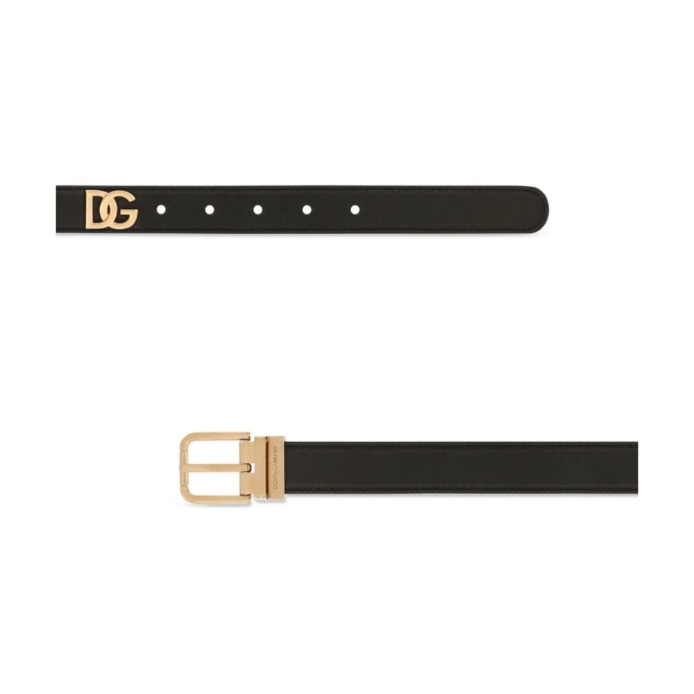 Dolce & Gabbana Zwart leren logogordel vrouwen Black Dames