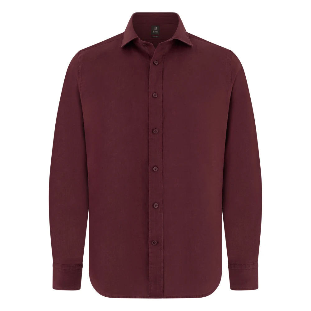Boggi Milano Uomo Rosso - Camicia In Lino Regular Fit - Shirts - L