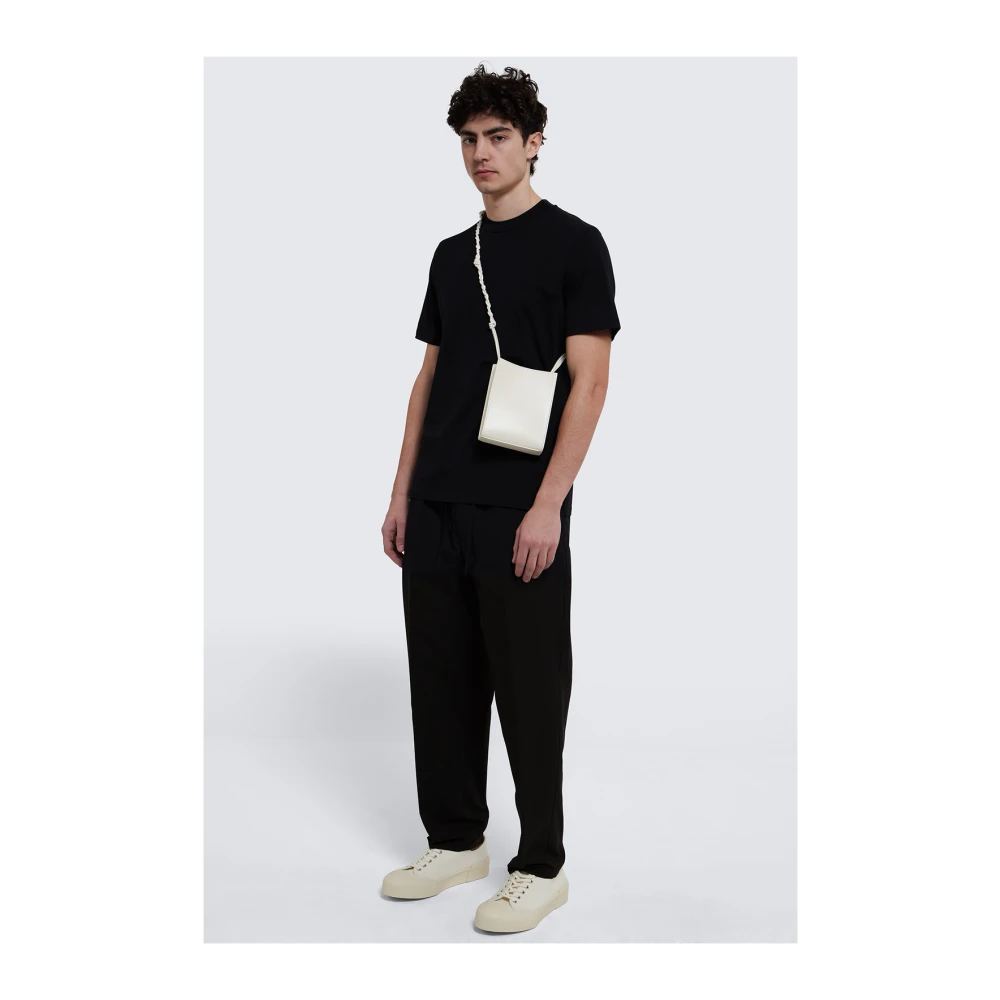 Jil Sander Zwart Katoenen T-Shirt met Korte Mouwen en Ronde Hals Black Heren