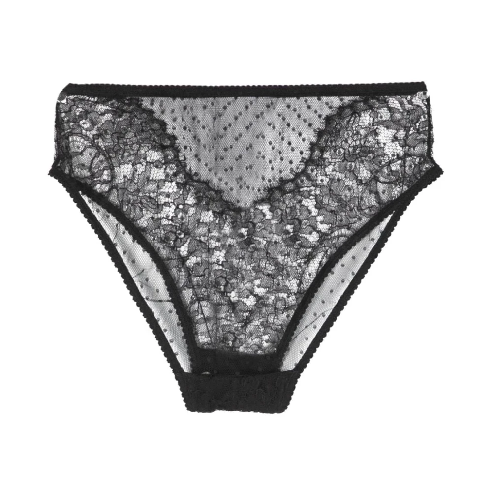 Dolce & Gabbana Hooggetailleerde kant en tule slip Black Dames