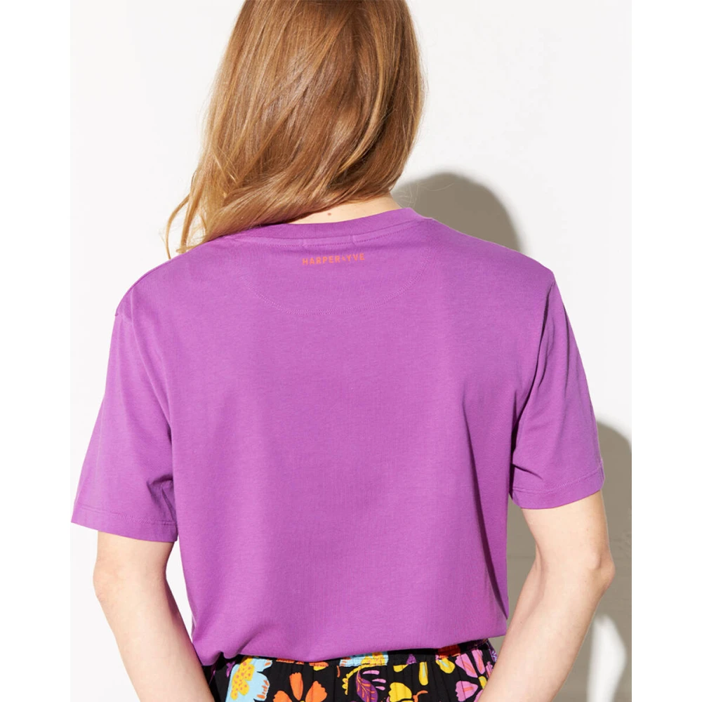 Harper & Yve Smiley-Ss T-shirt Purple Dames