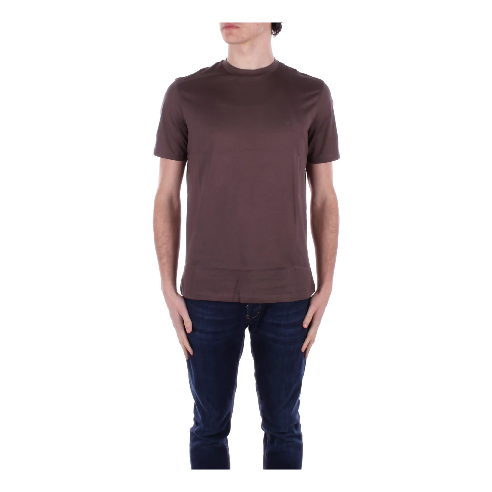 Emporio Armani Bruin Logo Front T-shirts en Polos Brown Heren