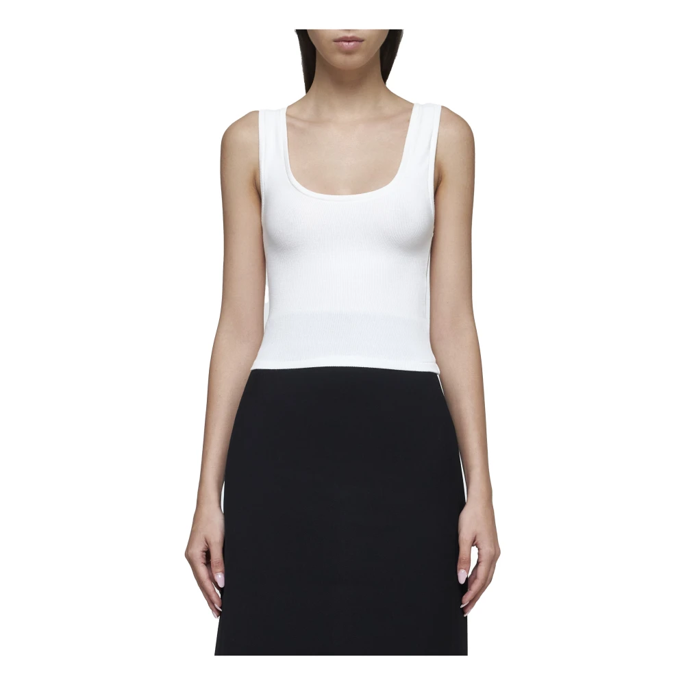 Wardrobe.nyc Geribbelde Crop Tank Top White Dames