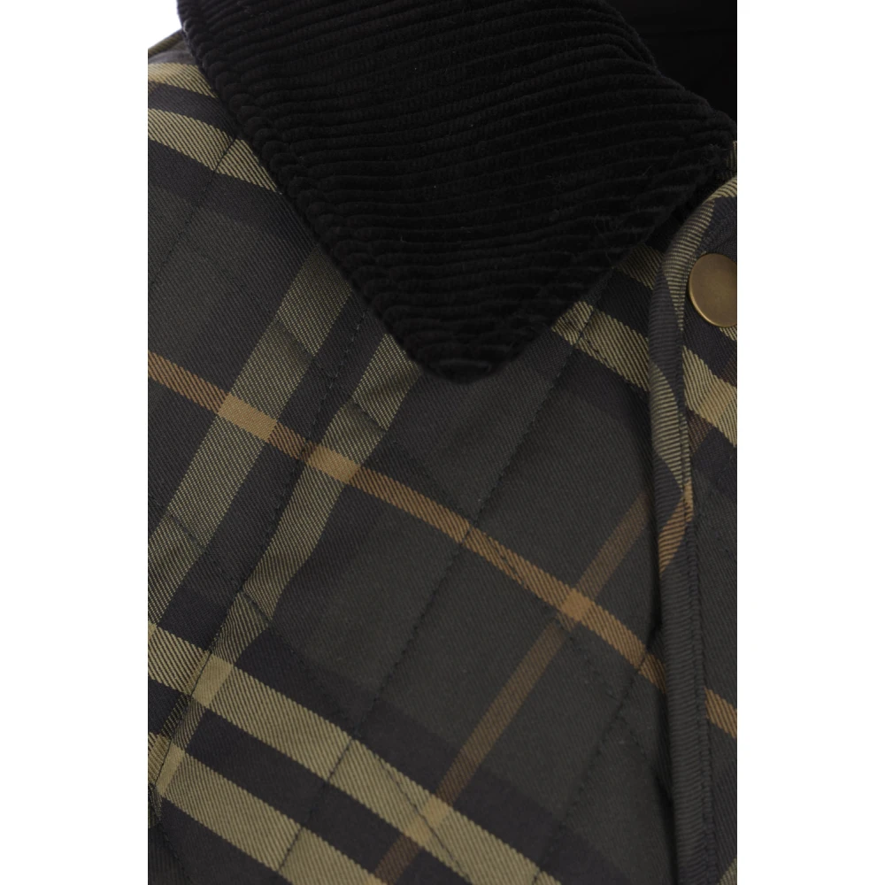 Burberry Gewatteerde Cropped Jas met Ruitpatroon Green Dames