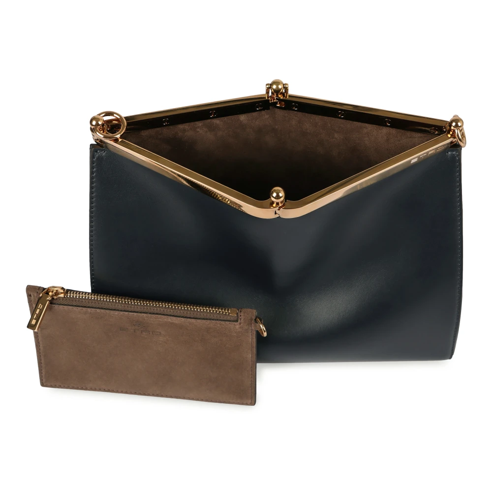 ETRO Leren schoudertas met logodetail Black Dames