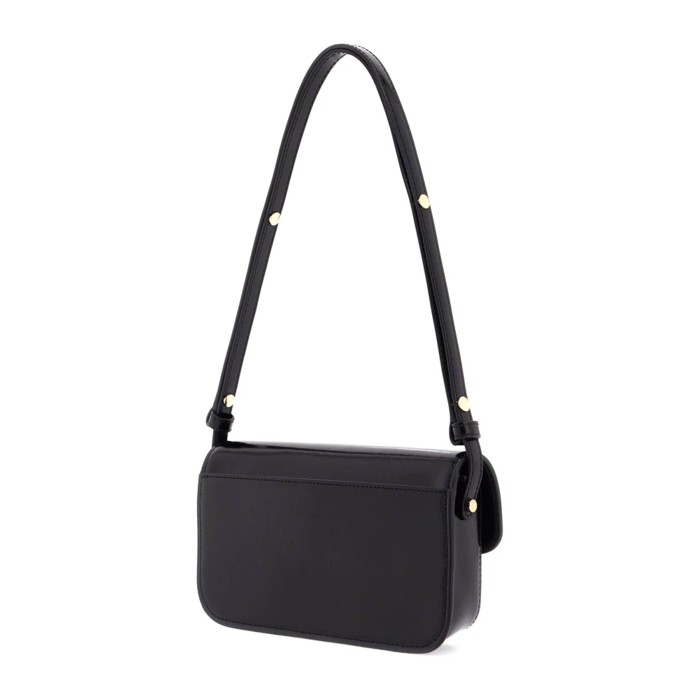TORY BURCH Schoudertas van geborsteld leer Black Dames
