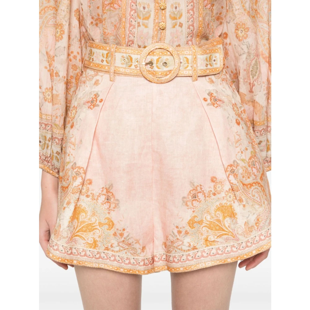 Zimmermann Roze Linnen Bermuda Shorts Pink Dames