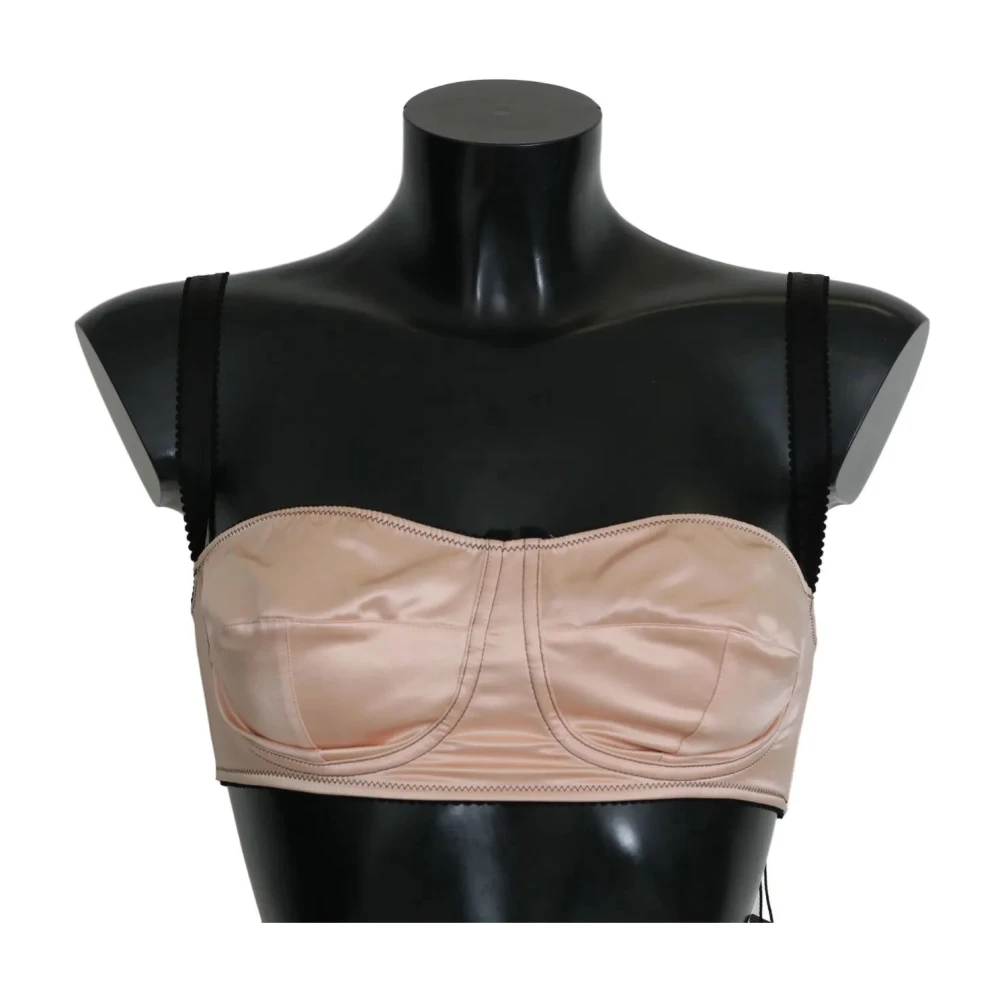 Dolce & Gabbana Zwarte Bandjes Roze Balconette Beha Pink Dames