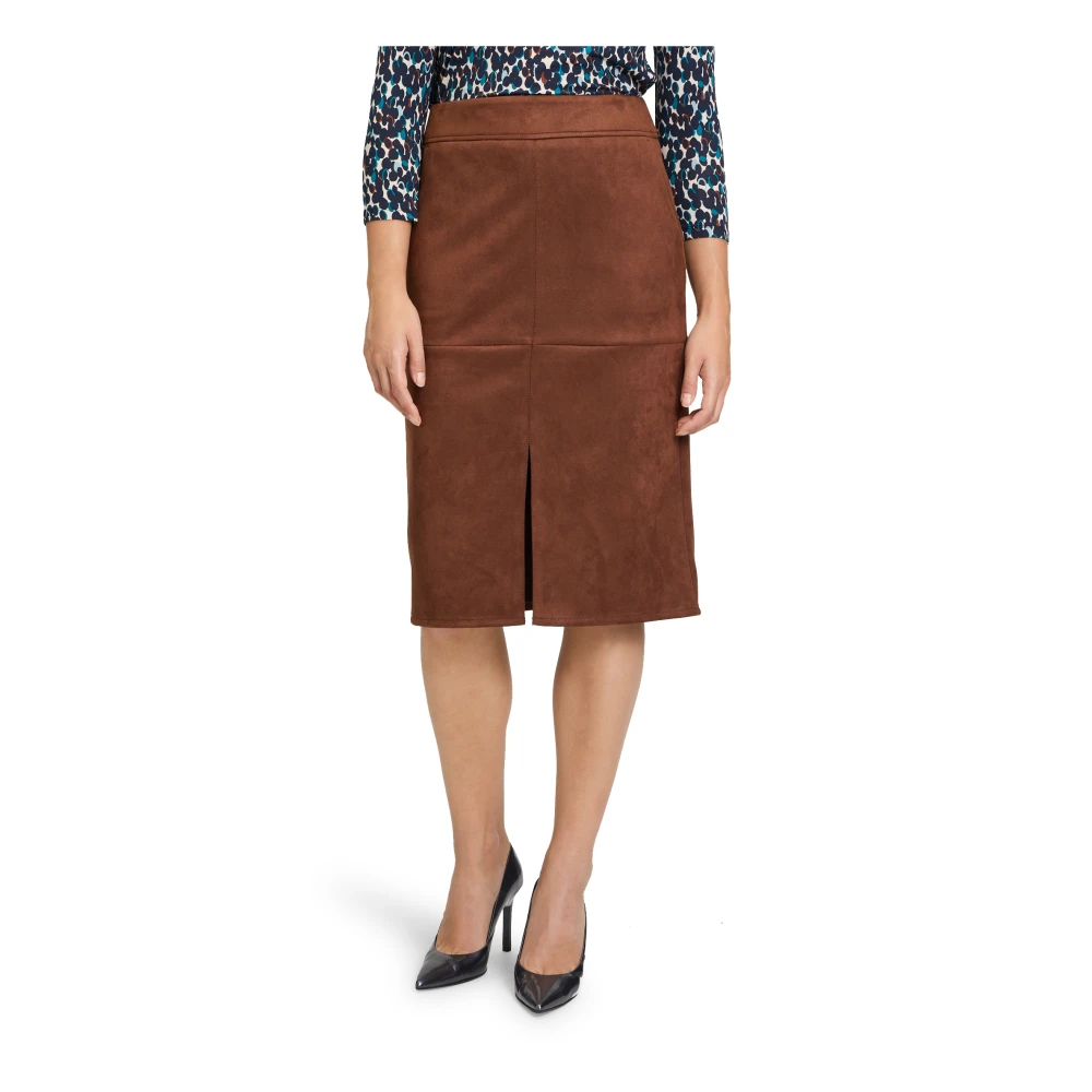Betty Barclay Imitatieleer Rok Effen Kleur Brown Dames
