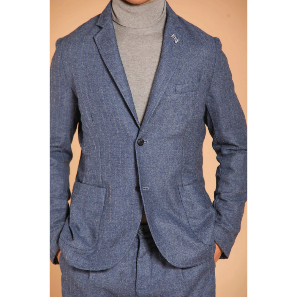 Mason's Pinstripe Flanel Heren Blazer Regular Fit Blue Heren