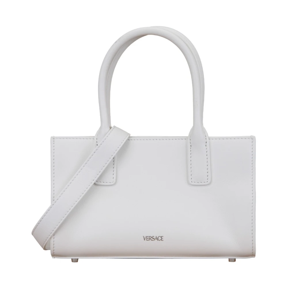 Versace Leren Dames Schoudertas Magnetische Sluiting White Dames