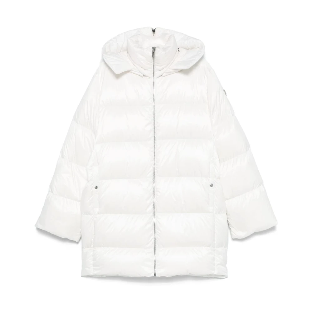 Moncler Oversized Nylon Jas met Afneembare Capuchon White Dames