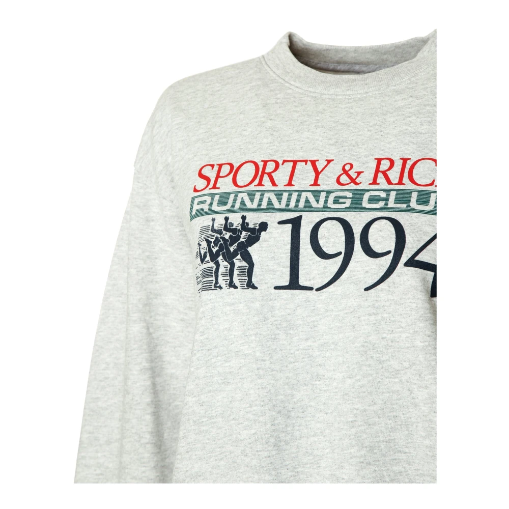 Sporty & Rich Finish Line Crewneck Sweatshirt Gray Heren