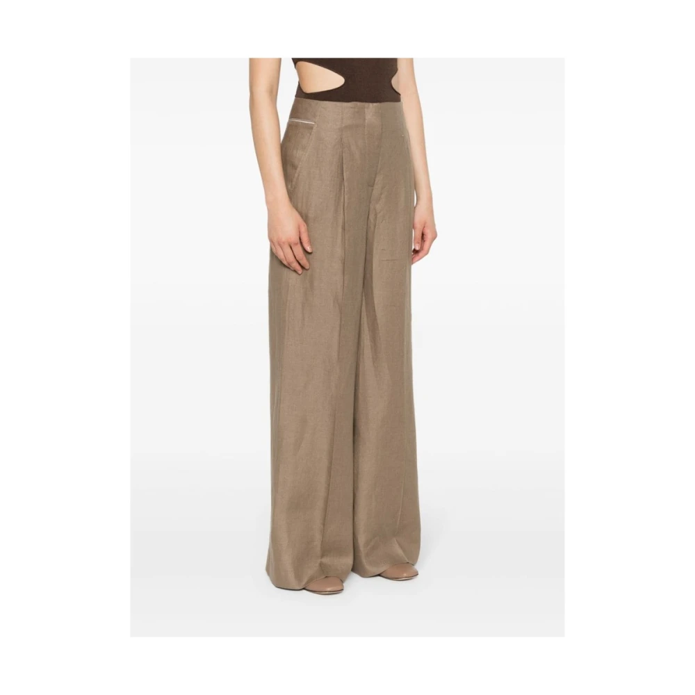 PESERICO Wide Trousers Brown Dames