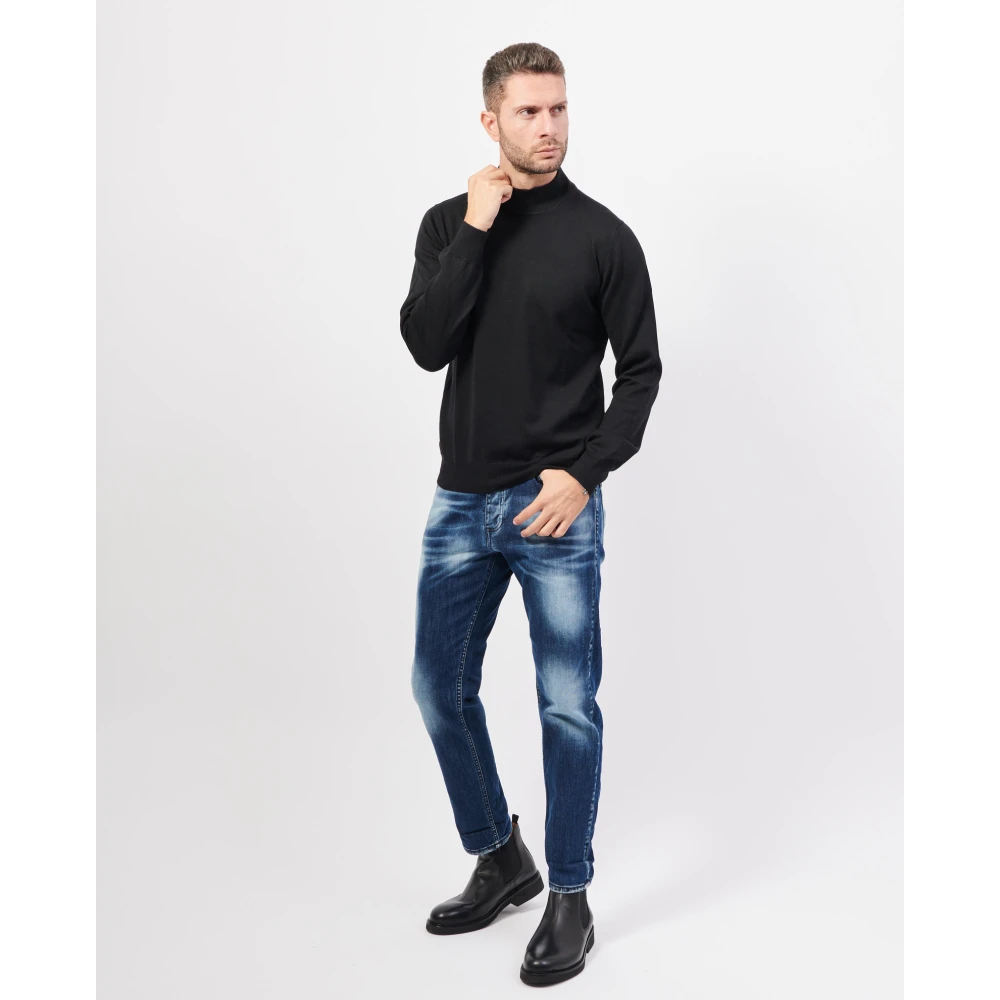 Gran Sasso Zwarte Merinowol Coltrui Trui Black Heren