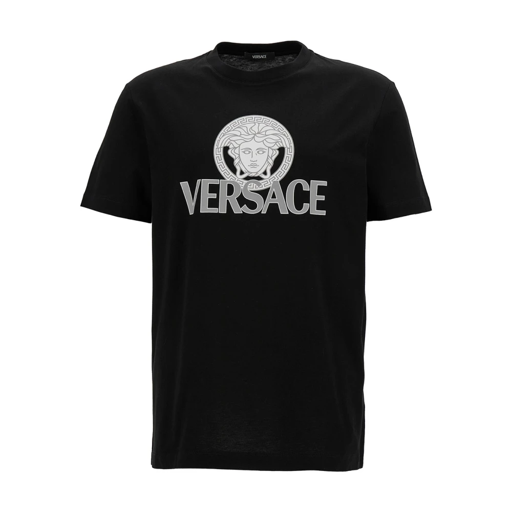 Versace Svart T-shirt med Logotryck Black, Herr