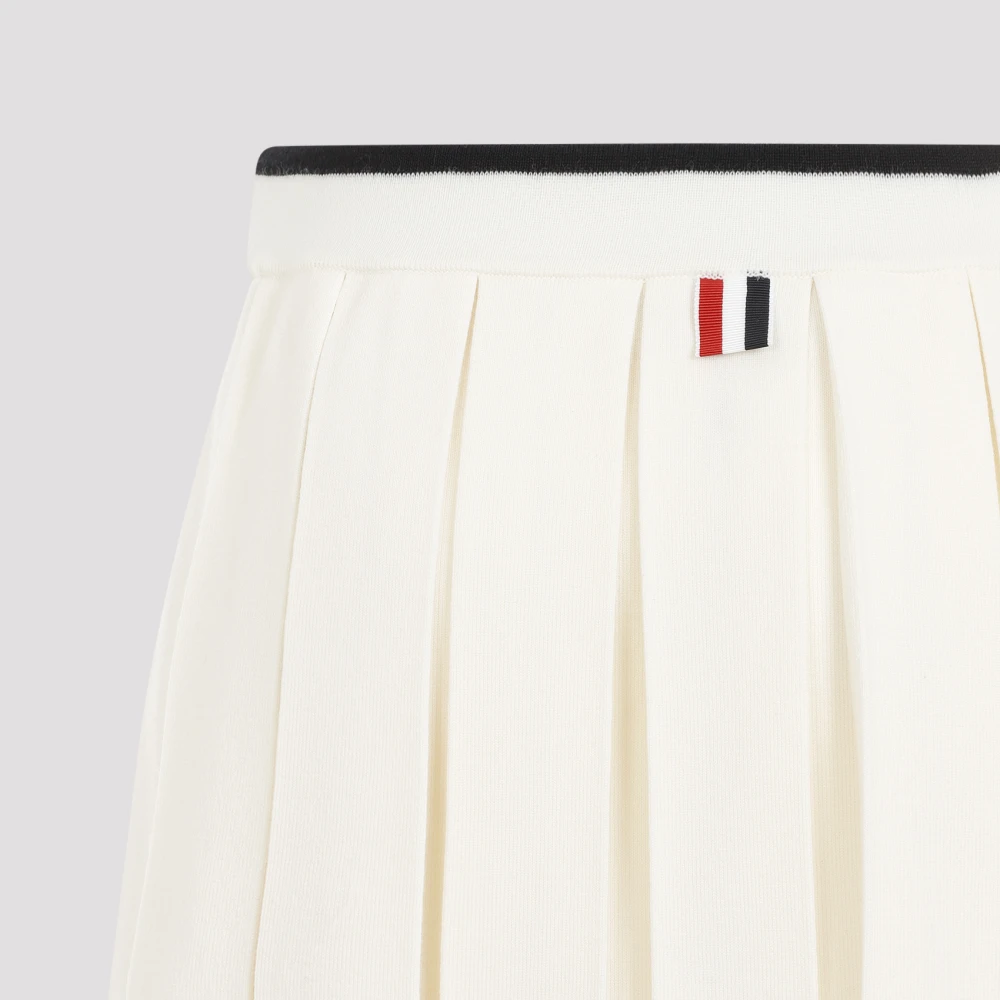 Thom Browne Witte Geplooide Rok met Strepen White Dames