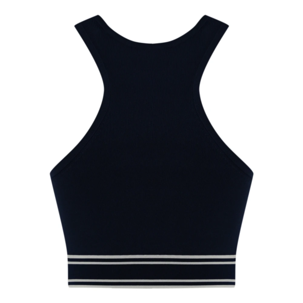 Elisabetta Franchi Blauwe Cropped Top met Racerback Blue Dames