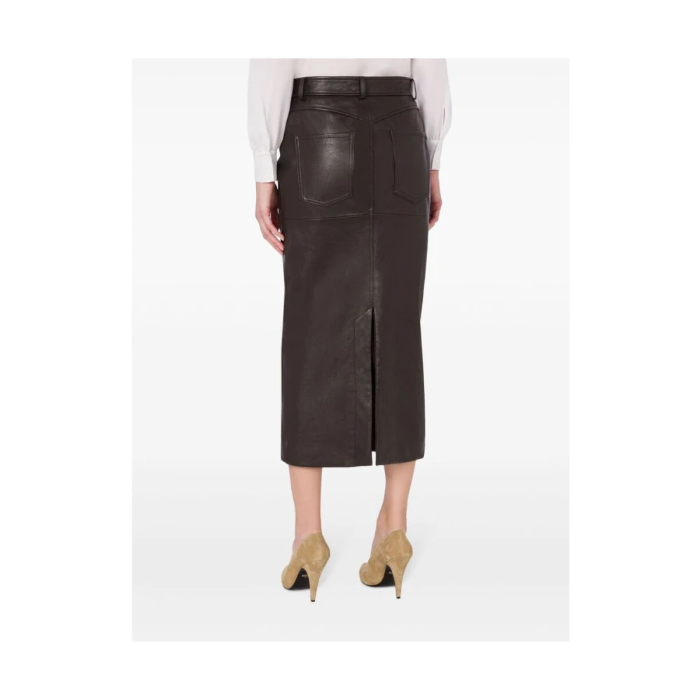 Moschino Bruin Leren Hoge Taille Rok Brown Dames